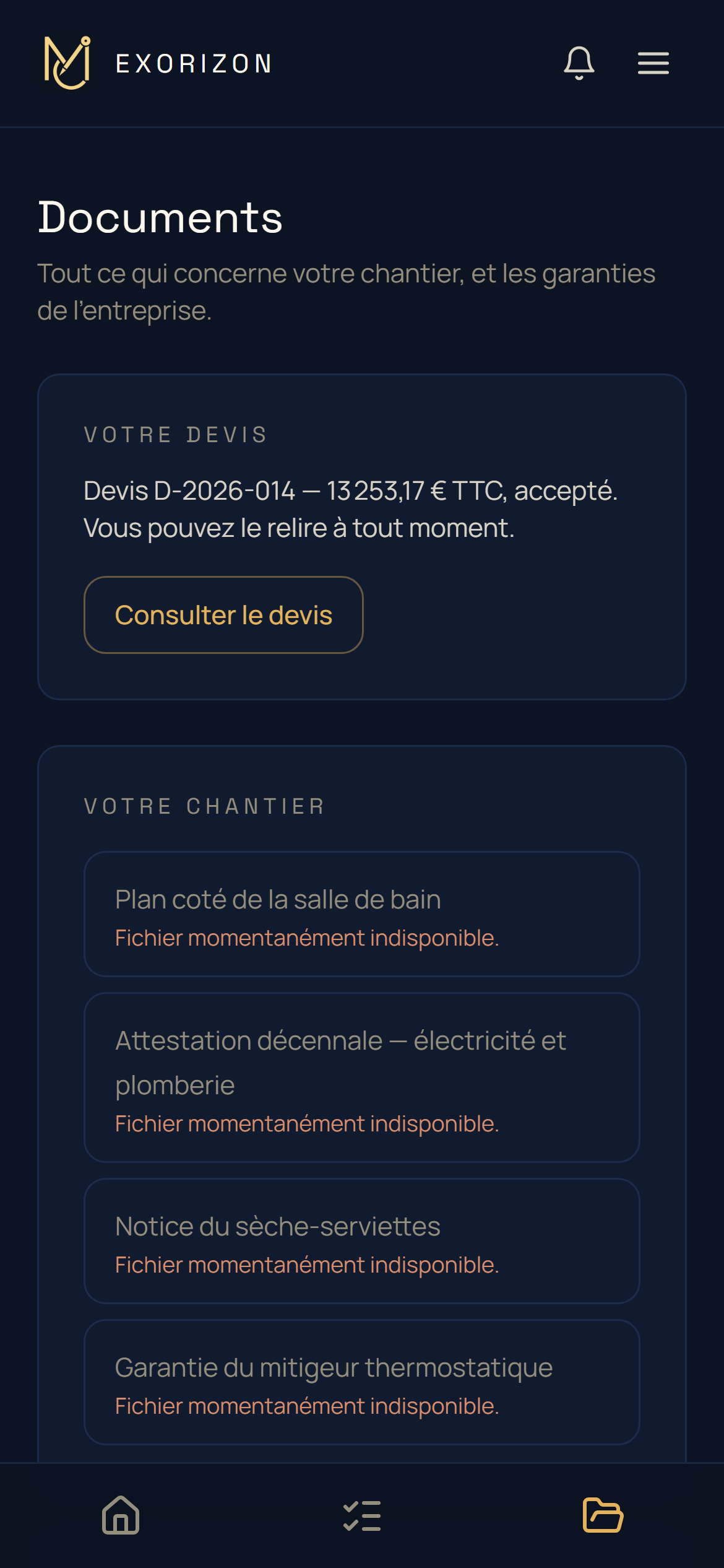 Les documents du chantier, réunis au même endroit