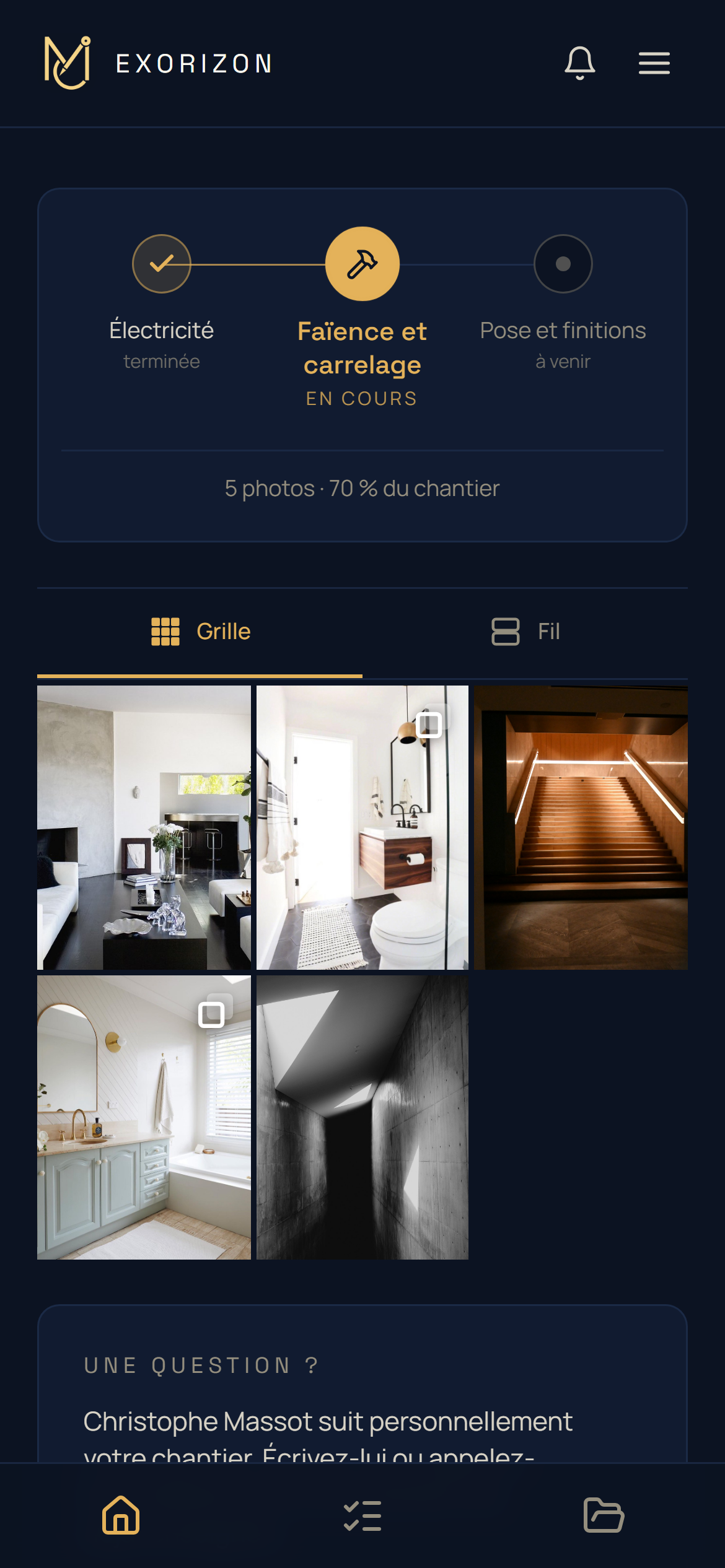 Le fil du chantier, avec les photos du jour